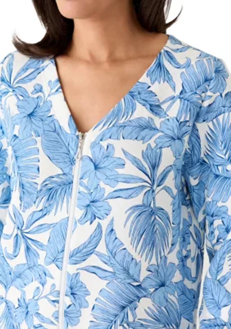 Women's Long Zip Front Quilted Robe