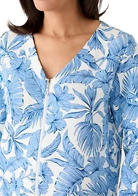 Women's Long Zip Front Quilted Robe