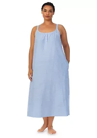 Plus Double Strap Button Neck Ballet Gown