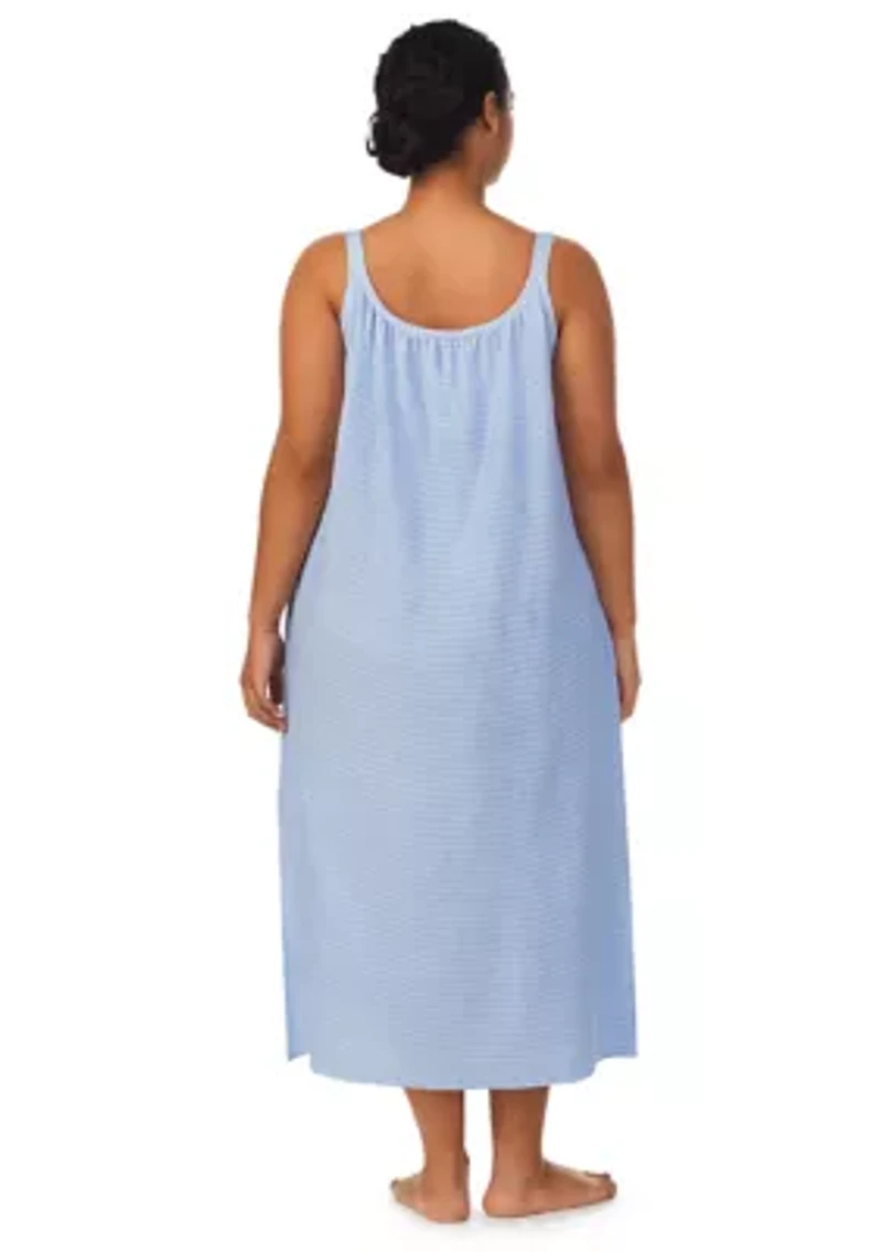 Plus Double Strap Button Neck Ballet Gown