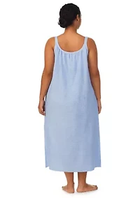 Plus Double Strap Button Neck Ballet Gown