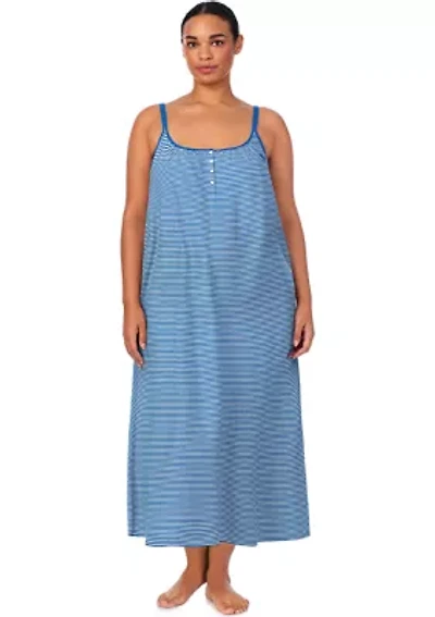 Plus Double Strap Button Neck Ballet Gown