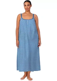Plus Double Strap Button Neck Ballet Gown