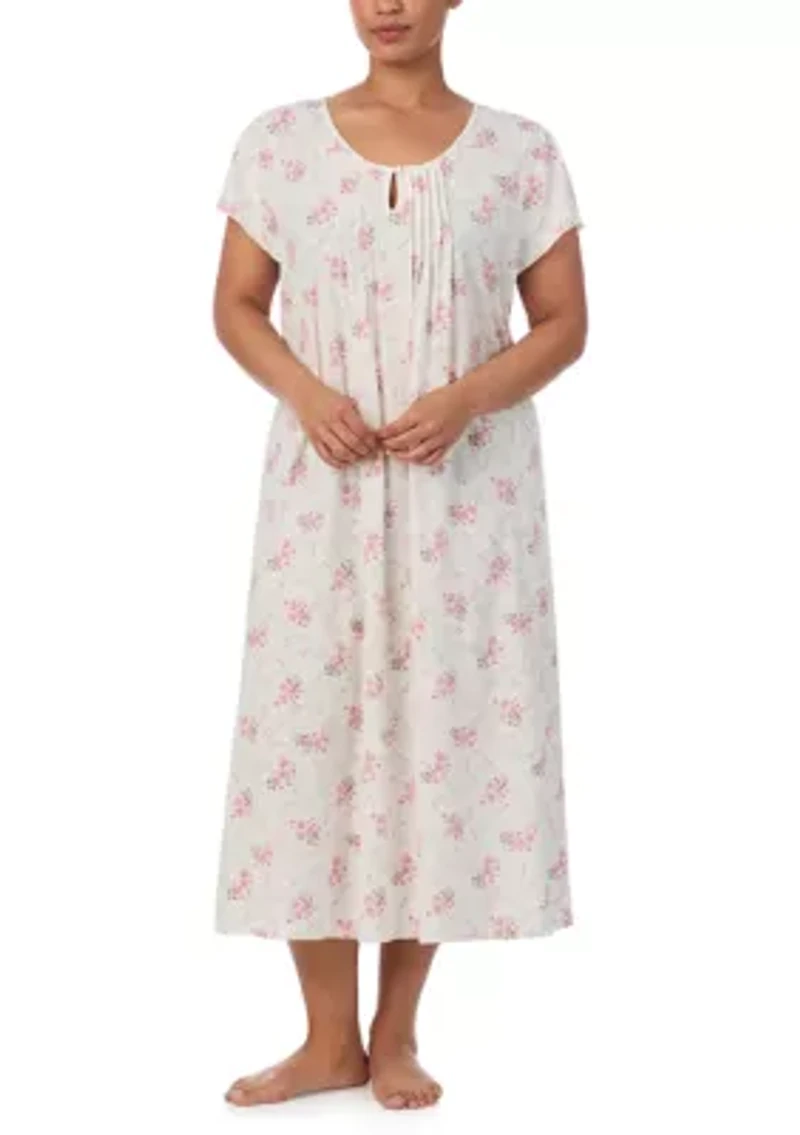 Plus Flutter Sleeve Midi Nightgown