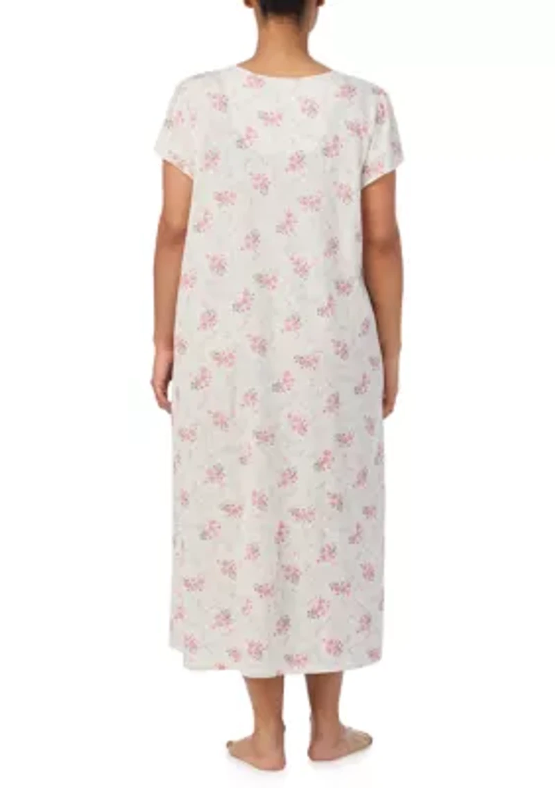 Plus Flutter Sleeve Midi Nightgown