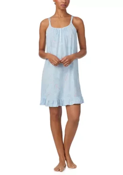 Double Strap Button Neck Nightgown