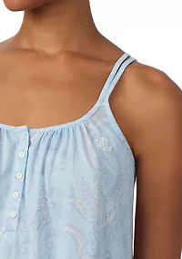 Double Strap Button Neck Nightgown