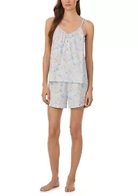 Sleeveless V-Neck Boxer Pajama Set