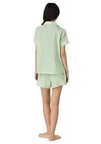 Short Sleeve Notch Collar Boxers Pajama Set