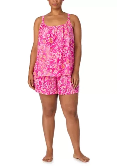 Plus Double Strap Boxer Pajama Set