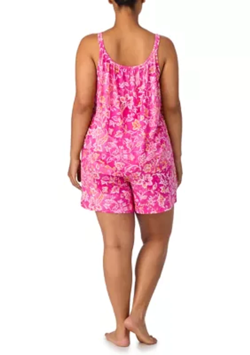 Plus Double Strap Boxer Pajama Set