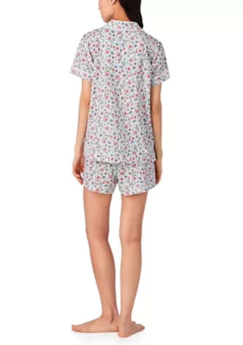 Short Sleeve Notch Collar Boxer Pajama Set