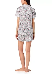 Short Sleeve Notch Collar Boxer Pajama Set