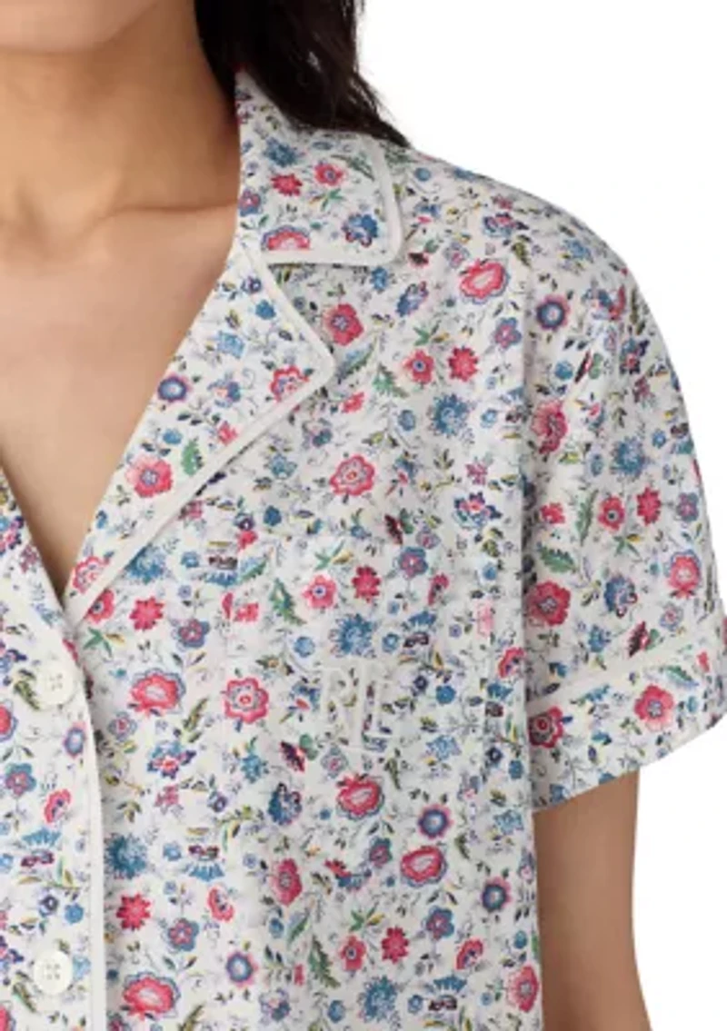 Short Sleeve Notch Collar Boxer Pajama Set