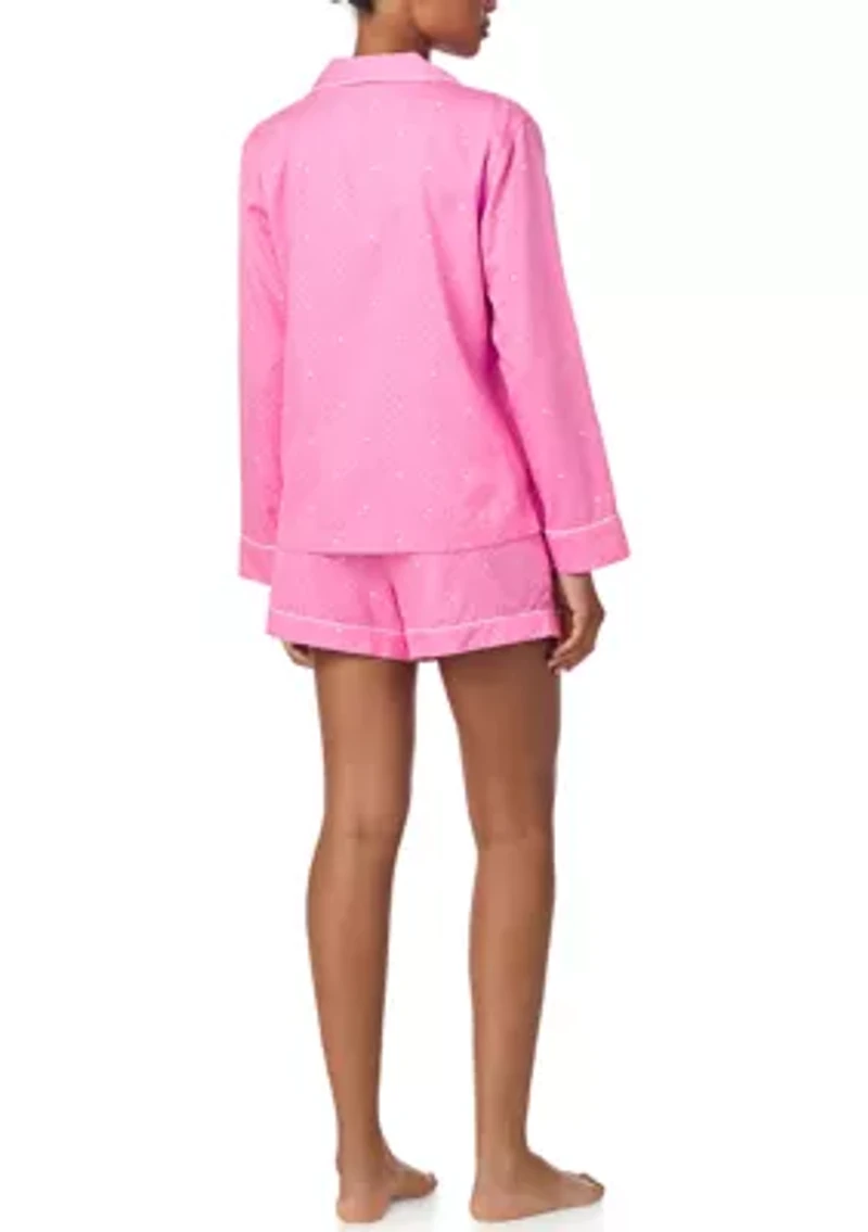 Long Sleeve Notch Collar Boxer Pajama Set