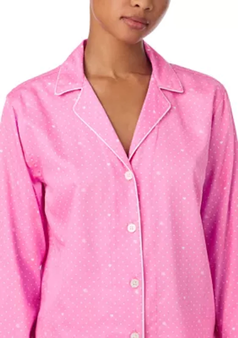 Long Sleeve Notch Collar Boxer Pajama Set