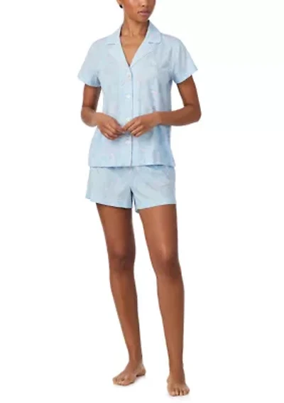 Short Sleeve Notch Collar Boxer Pajama Set