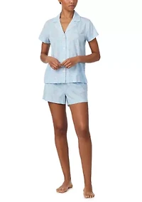 Short Sleeve Notch Collar Boxer Pajama Set