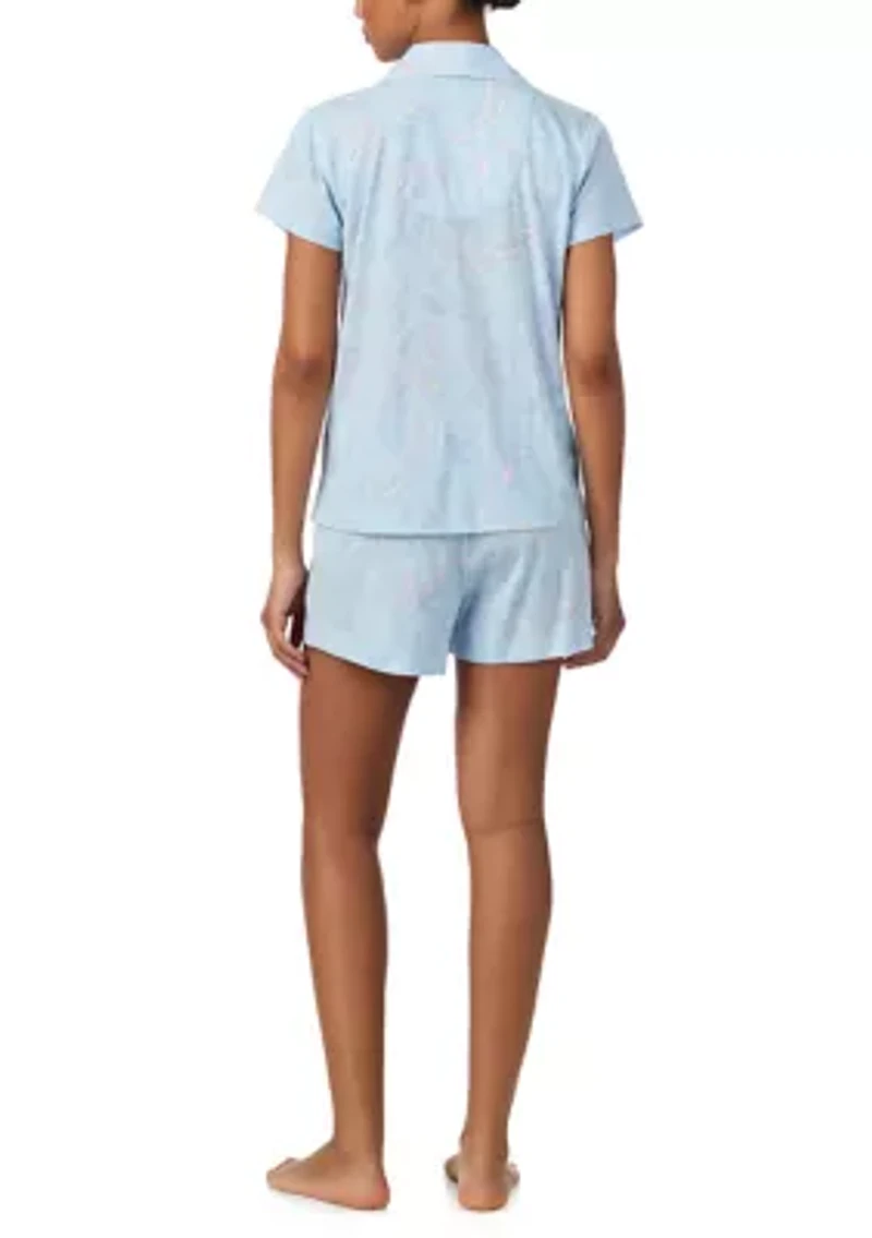 Short Sleeve Notch Collar Boxer Pajama Set