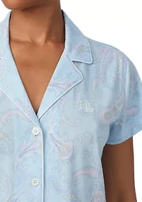 Short Sleeve Notch Collar Boxer Pajama Set
