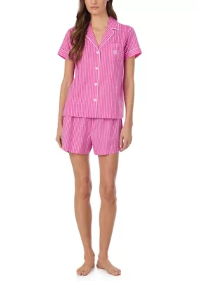Short Sleeve Notch Collar Boxer Pajama Set