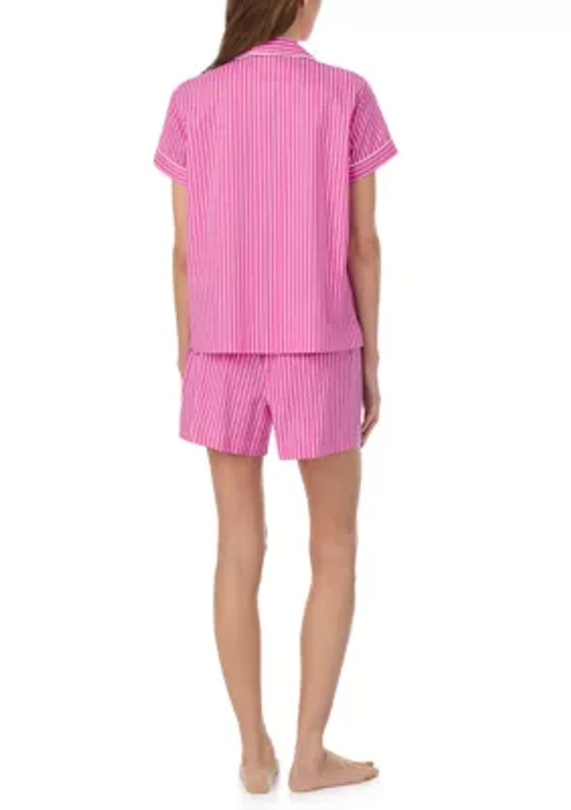 Short Sleeve Notch Collar Boxer Pajama Set