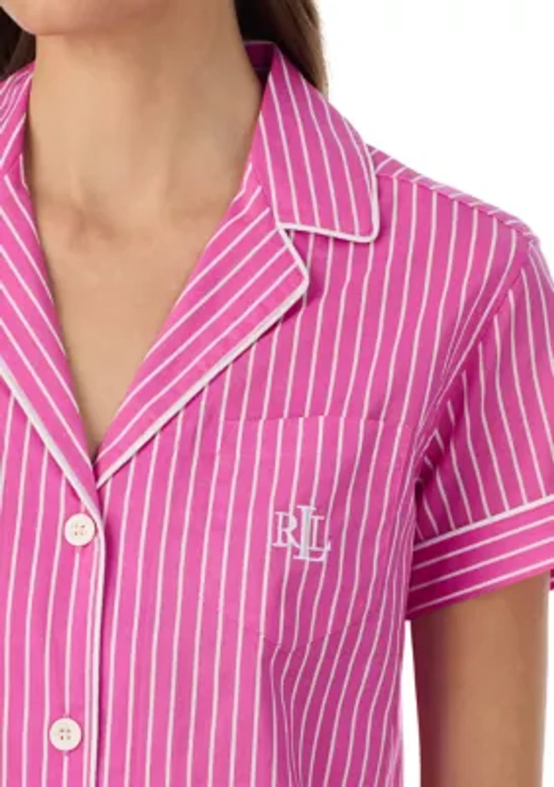 Short Sleeve Notch Collar Boxer Pajama Set