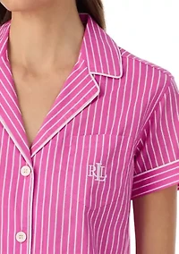 Short Sleeve Notch Collar Boxer Pajama Set