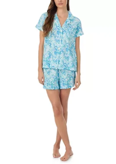 Short Sleeve Notch Collar Boxer Pajama Set