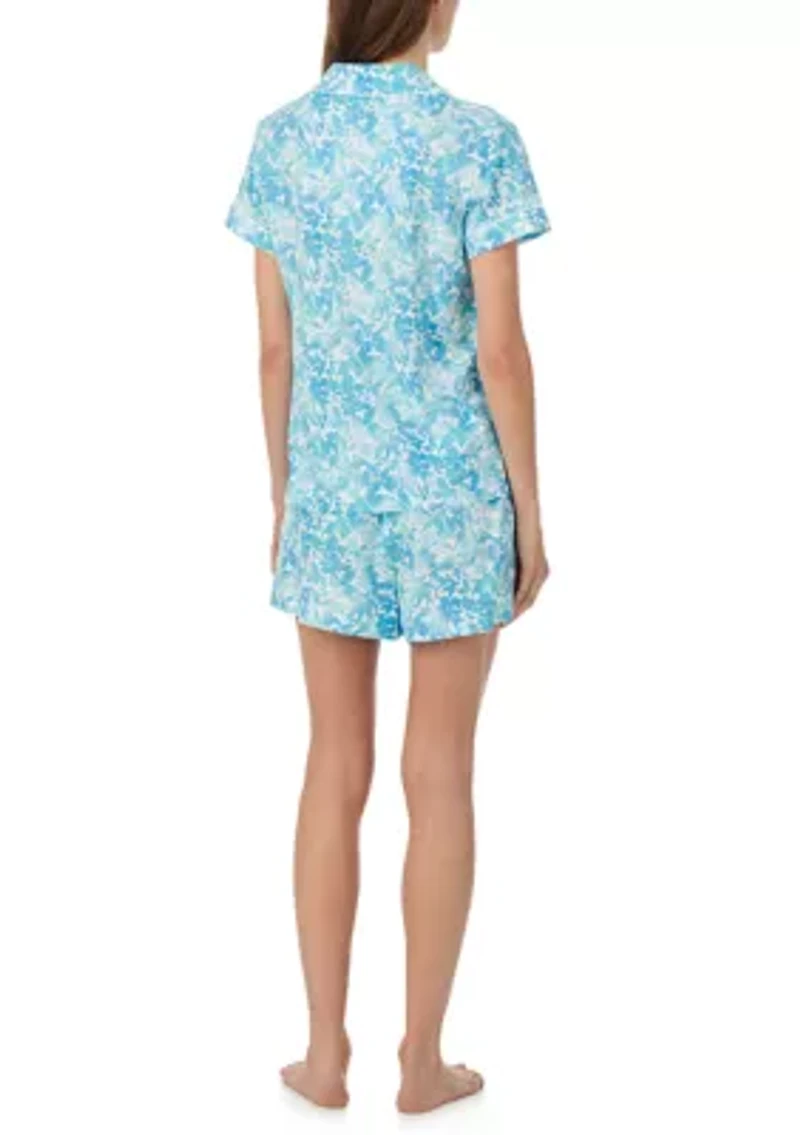 Short Sleeve Notch Collar Boxer Pajama Set