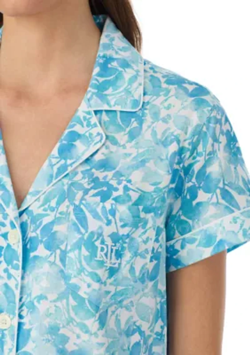 Short Sleeve Notch Collar Boxer Pajama Set