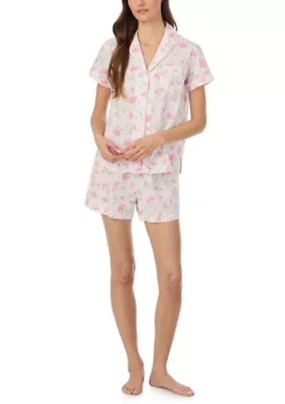Short Sleeve Notch Collar Boxer Pajama Set