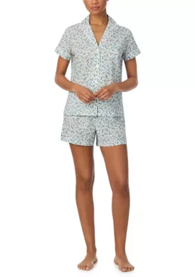 Short Sleeve Notch Collar Boxer Pajama Set
