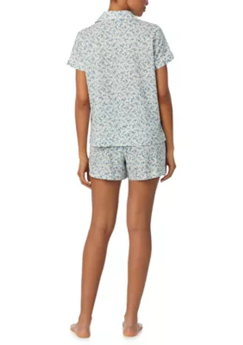 Short Sleeve Notch Collar Boxer Pajama Set