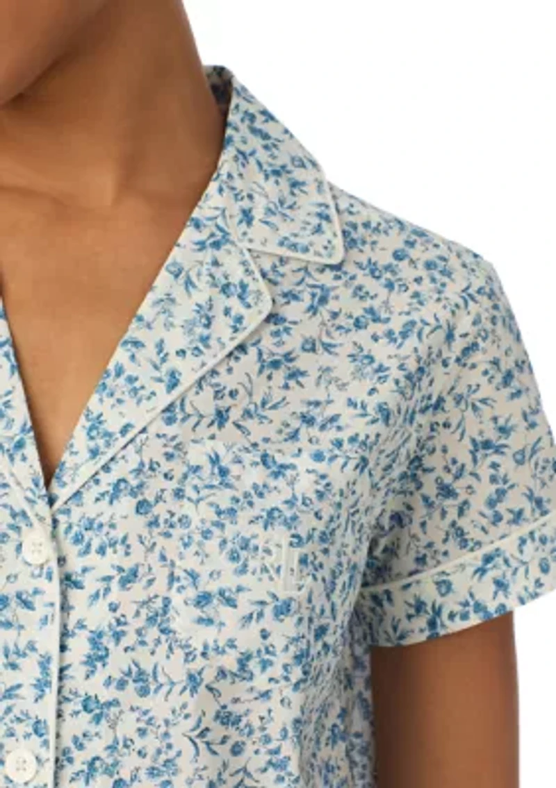 Short Sleeve Notch Collar Boxer Pajama Set