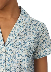 Short Sleeve Notch Collar Boxer Pajama Set