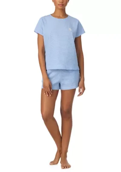 Short Sleeve Crew Neck Boxer Pajama Set
