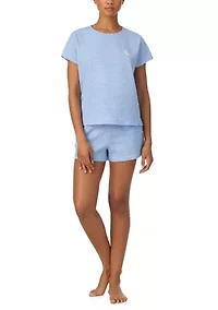 Short Sleeve Crew Neck Boxer Pajama Set