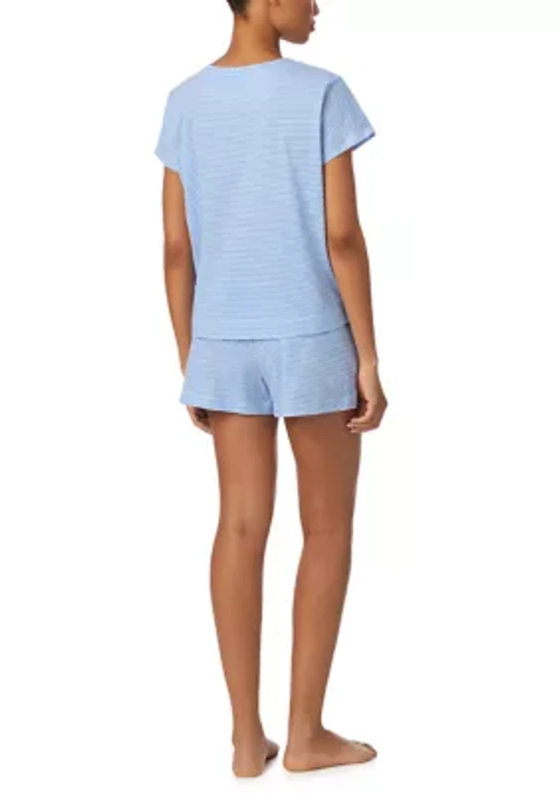 Short Sleeve Crew Neck Boxer Pajama Set