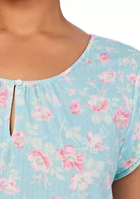 Plus Flutter Sleeve Keyhole Neck Short Gown