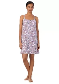 Double Strap Button Neck Short Gown