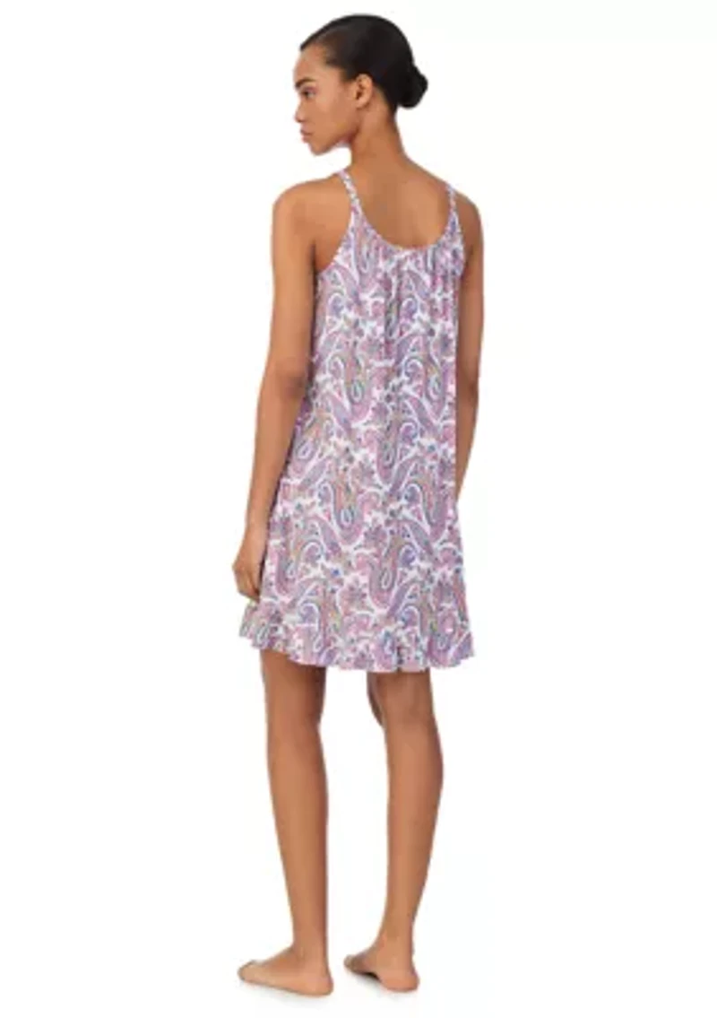 Double Strap Button Neck Short Gown