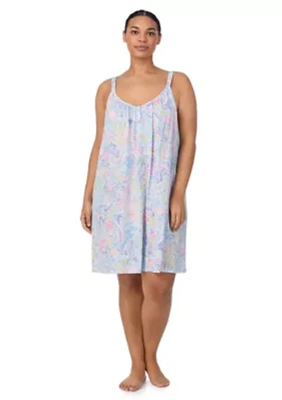 Plus Double Strap Button V-Neck Short Chemise