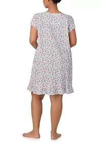 Plus Flutter Sleeve Keyhole Neck Gown