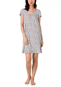 Flutter Sleeve Keyhole Neck Gown