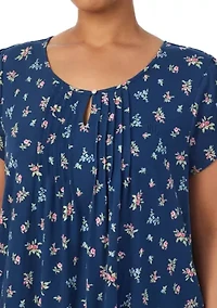 Plus Flutter Sleeve Keyhole Neck Short Gown