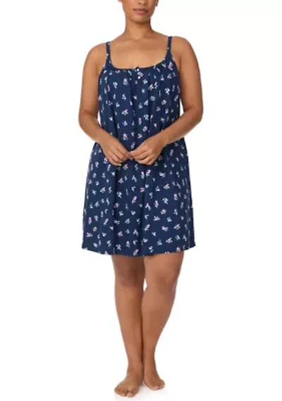 Plus Double Strap Button Neck Gown