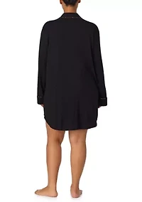 Plus Long Sleeve Notch Collar Sleepshirt