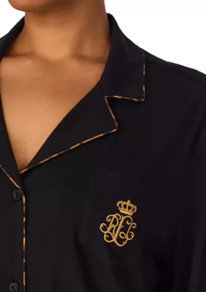 Plus Long Sleeve Notch Collar Sleepshirt