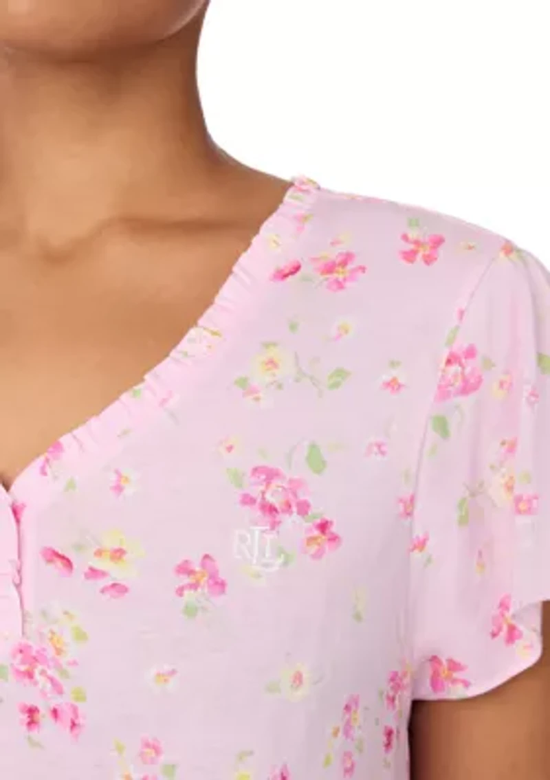 Plus Flutter Sleeve Ruffle V-Neck Gown